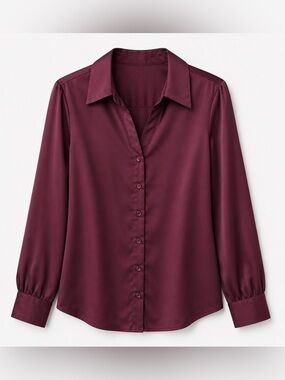 Classic Women's Button-Down Shirt in Deep Plum